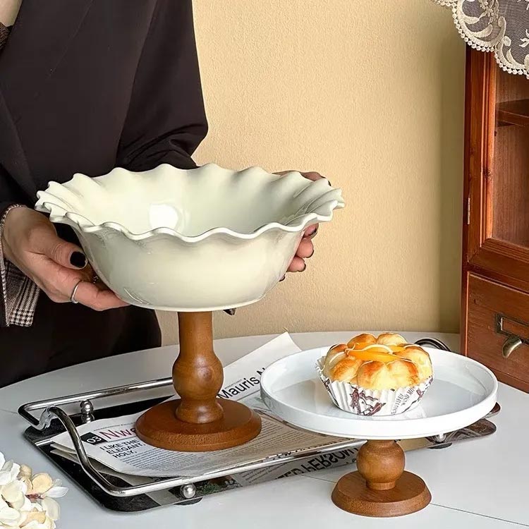 楽天市場】 北欧 高台 果物 木 ボウル 脚付きボウル フルーツ入れ