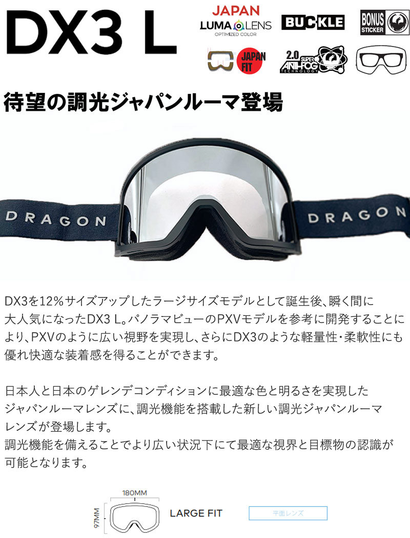 楽天市場】25-26 DRAGON/ドラゴン DX3-L JP-PHOTOCHROMICLumaLens