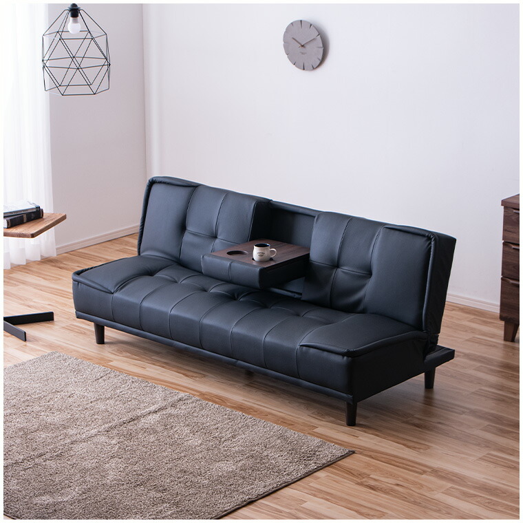 うたた寝できるやわらかソファベッド（ブラック）】 うたた寝できる