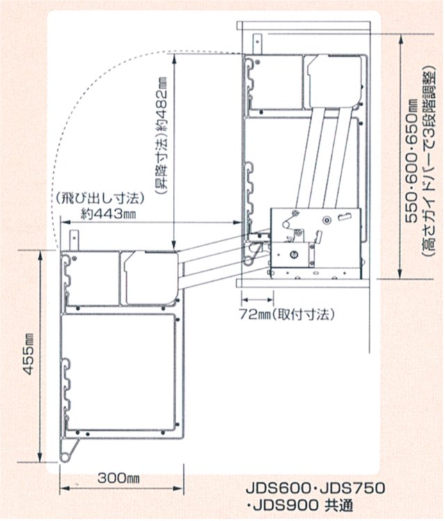 楽天市場】昇降式吊戸棚 ダウンキャビネット JDS900(幅900mm吊戸棚用