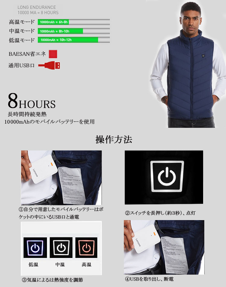 楽天市場】9エリア 電熱 ベスト 電熱ベスト ゴルフウェア ゴルフ