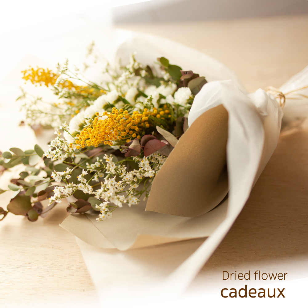 早春のミモザの蕾 ドライフラワースワッグ 花束 ブーケ インテリア雑貨