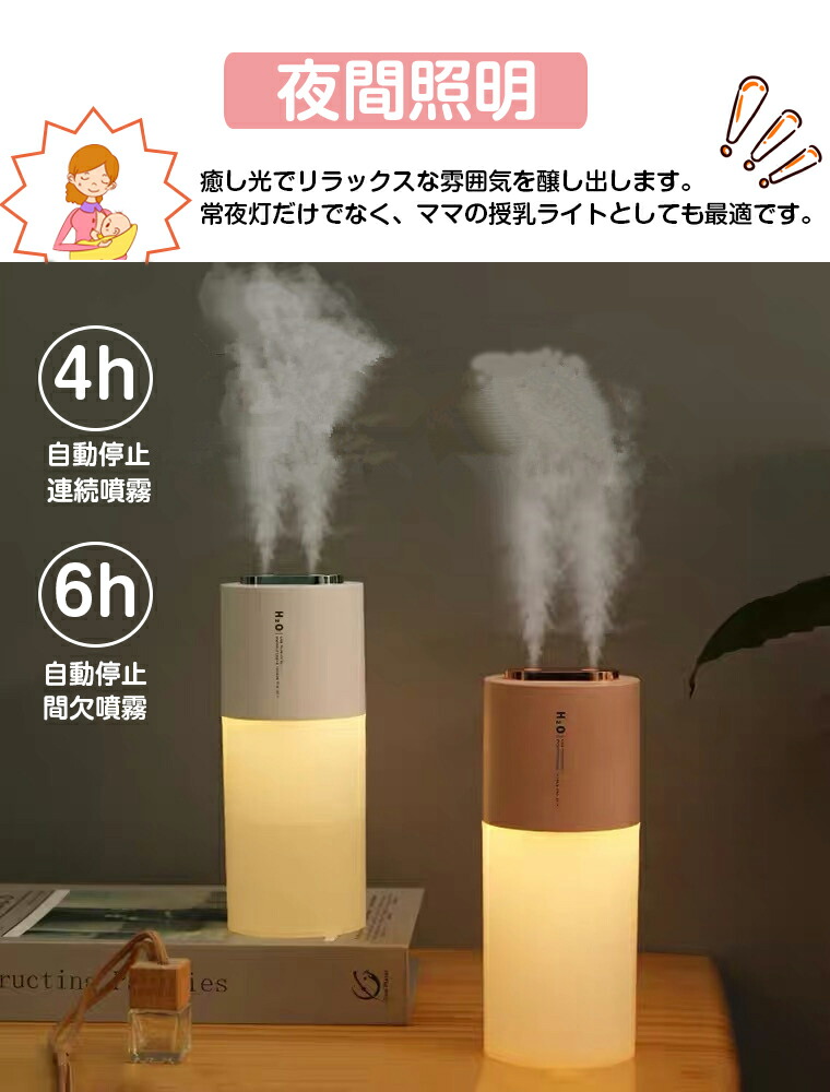 楽天市場】加湿器 コードレス 超音波 卓上 車載に最適 小型 大容量 双
