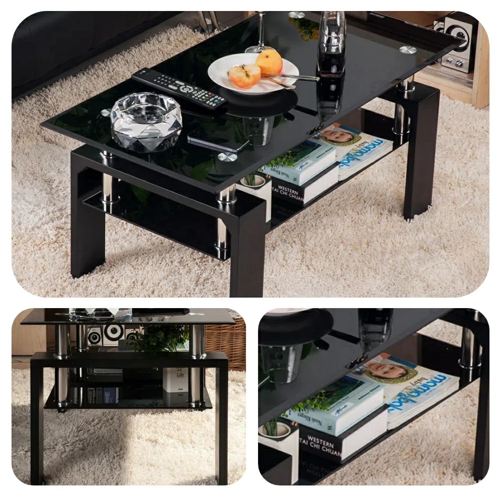 楽天市場】ガラステーブル コーヒーテーブル 幅88cm 強化ガラス天板