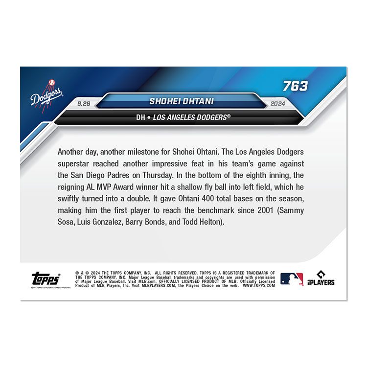 楽天市場】大谷翔平 #763 2001年以来となるシーズン400塁打達成者と