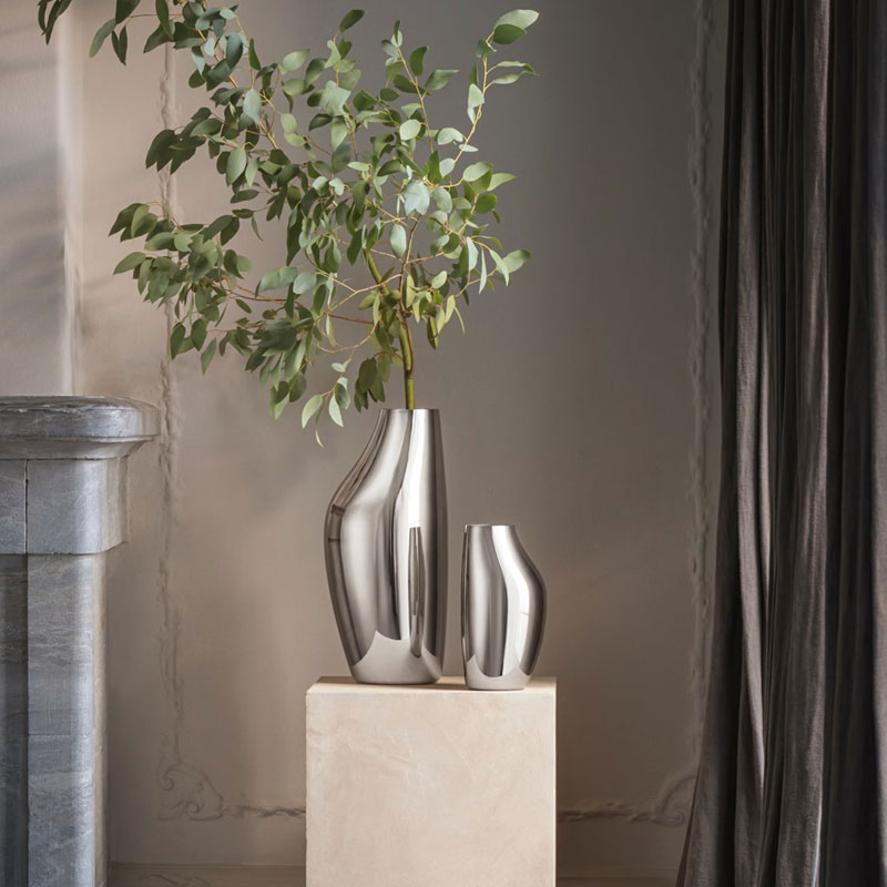 楽天市場】ジョージジェンセン フラワーベース ステンレス H27cm H46cm