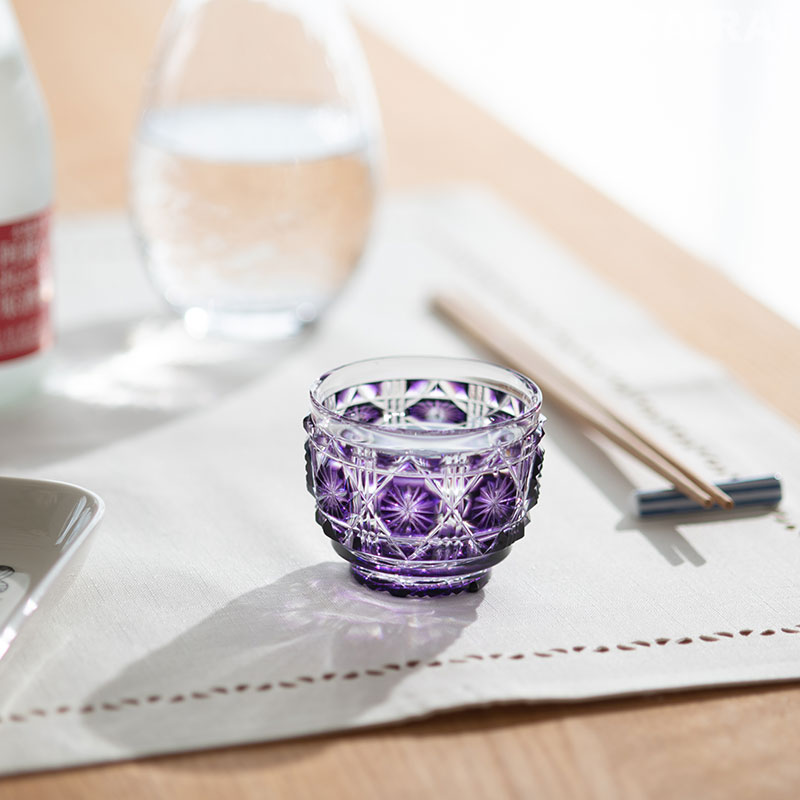 楽天市場】薩摩切子 猪口 大 cut18 島津紫 金赤 黄 復元 島津薩摩切子