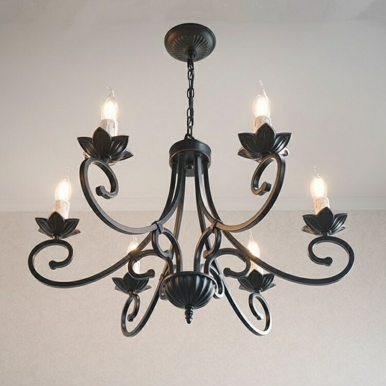 楽天市場】照明 シャンデリア 6灯 【リリィ6M】つや消し黒 マット