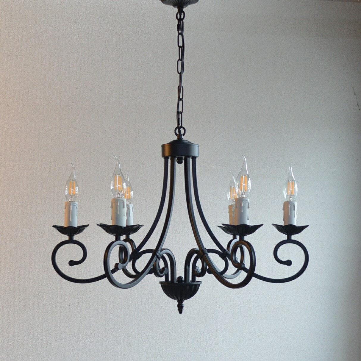 楽天市場】照明 シャンデリア 6灯 【リリィ6M】つや消し黒 マット