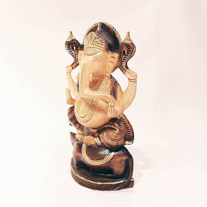 楽天市場】【インドの神様 ネズミに乗ったガネーシャの木製置物