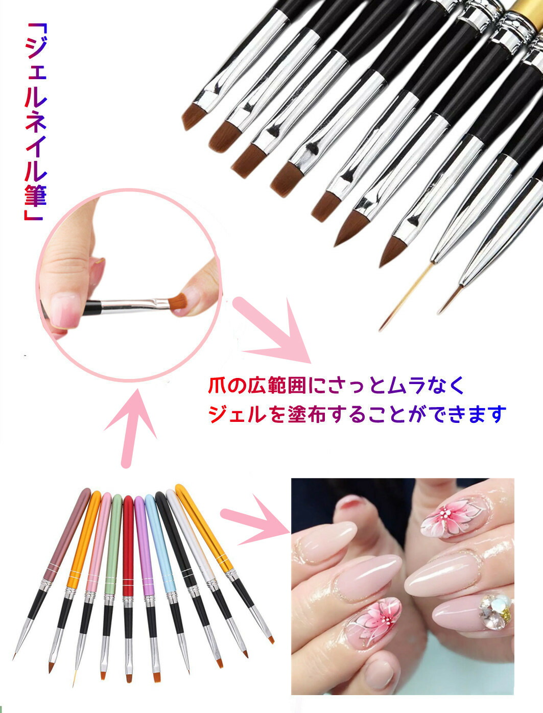 楽天市場】ジェルネイルブラシ ネイルアートブラシ ジェルネイル筆 10