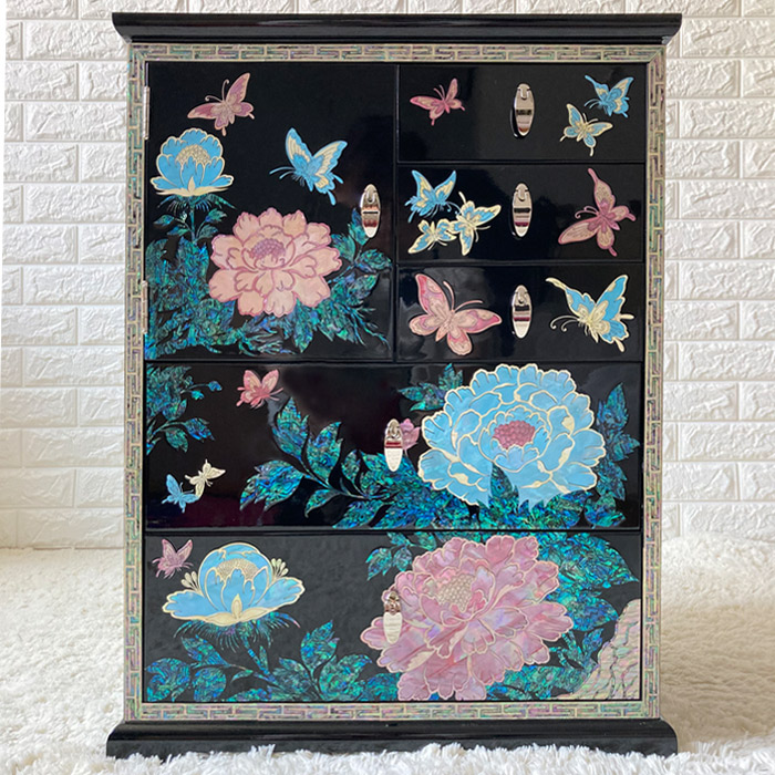 楽天市場】韓国高級螺鈿飾りチェスト 引き出し家具 小物入れ(黒)高さ