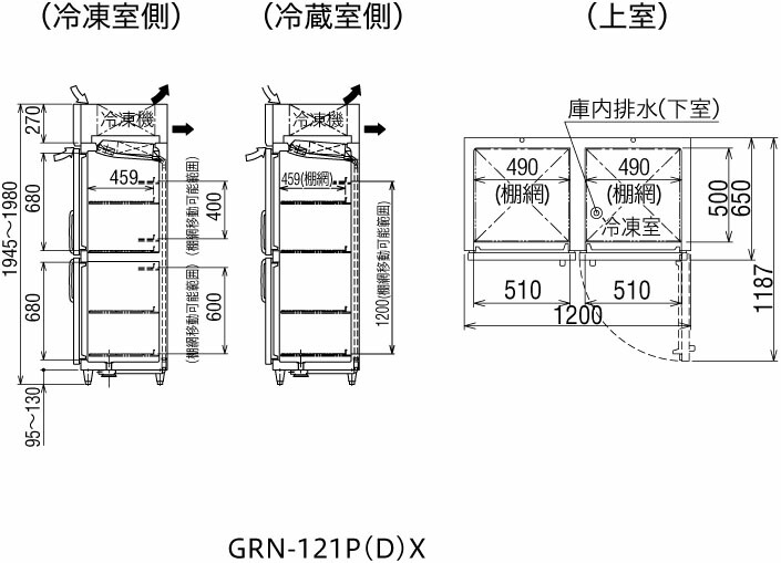 楽天市場】GRN-121PX1 フクシマガリレイ 業務用冷凍冷蔵庫 ノンフロン