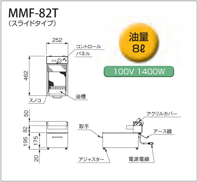 楽天市場】MMF-82T ニチワ電機 電気ミニミニフライヤー 電気フライヤー