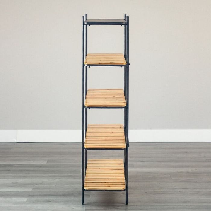 楽天市場】ヴィンテージ調 アイアン 天然木 5段ラック 幅90cm 5段