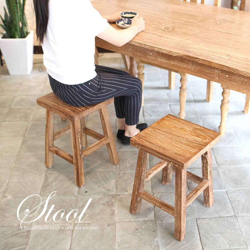 楽天市場】☆古材椅子 スクエアスツール 四角 木製椅子 木製ベンチ