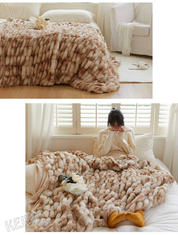 楽天市場】ブランケット 毛布 ひざ掛け 大判 厚手 100×150cm フェイク