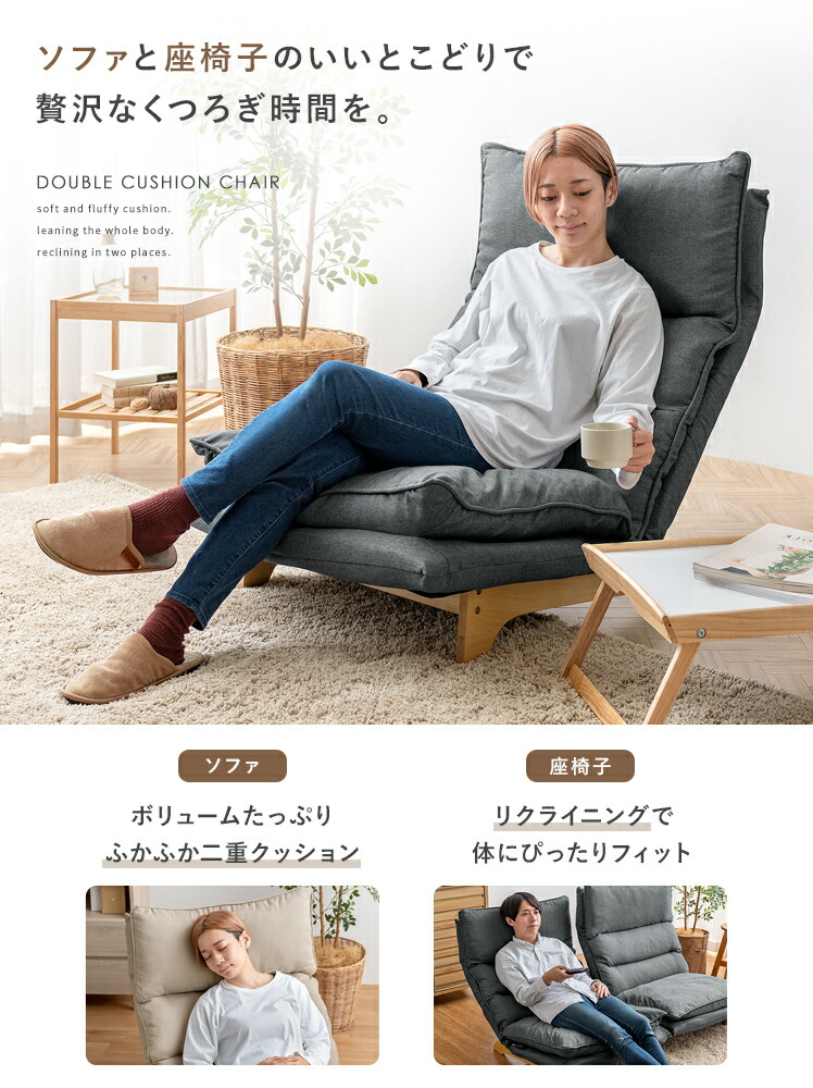 楽天市場】座椅子ソファ 1P 一人掛け ハイバック リクライニング 一人