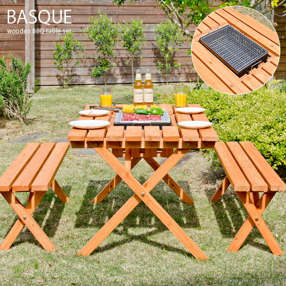 楽天市場】ガーデンテーブル ベンチ テーブル&ベンチセット 木製 3点