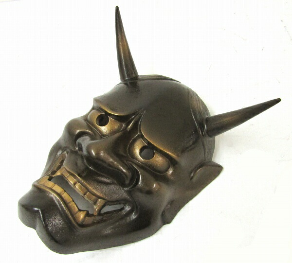 楽天市場】＊ 般若面 般若の面（黒） 鉄製 魔除け 厄除け 壁掛け 彫刻