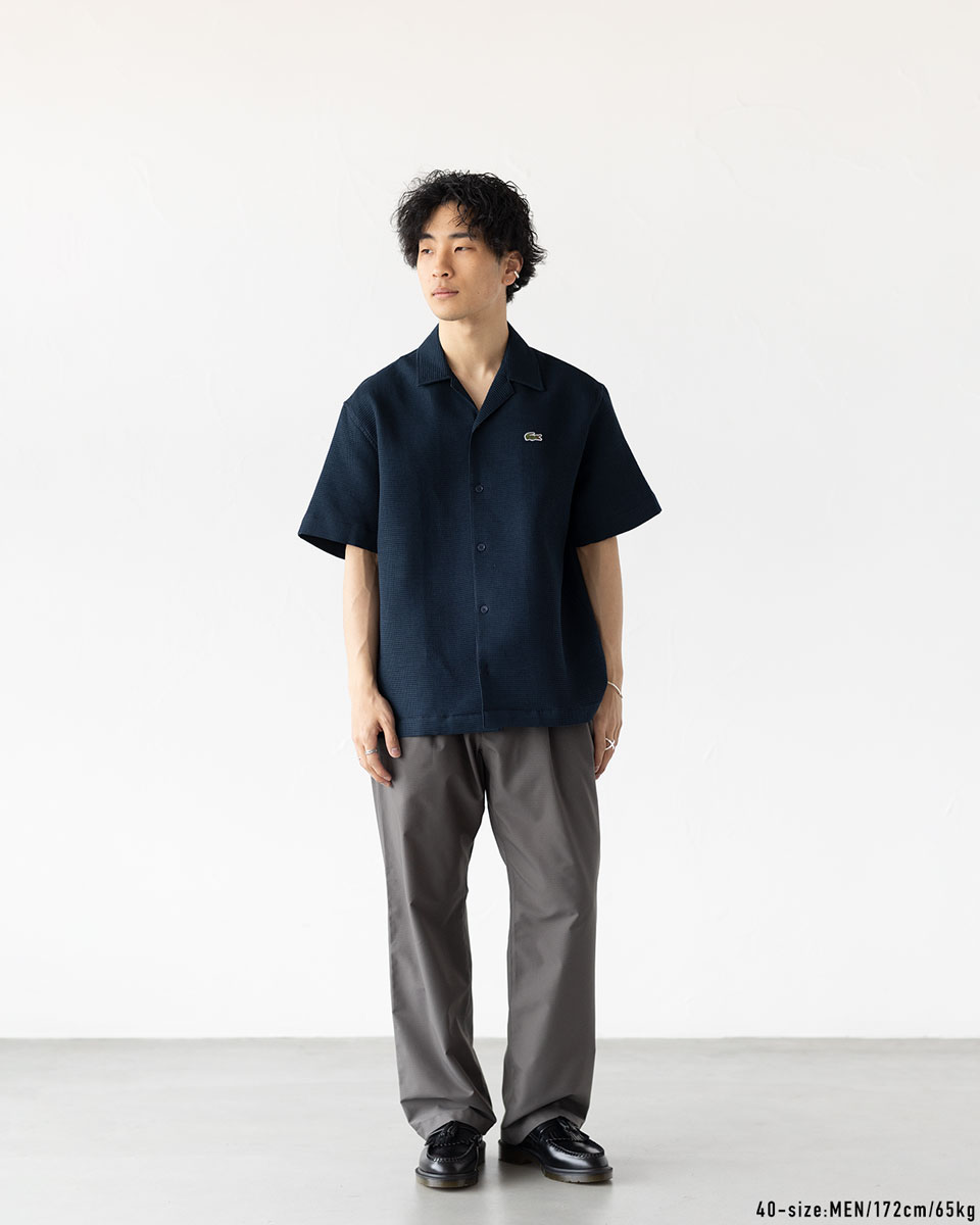 楽天市場】ラコステ ワッフル ニット オープンカラー シャツ LACOSTE