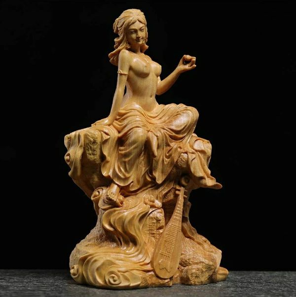 楽天市場】弁財天 木彫り彫刻 弁天様 木彫 玄関 置物 置き物 オブジェ