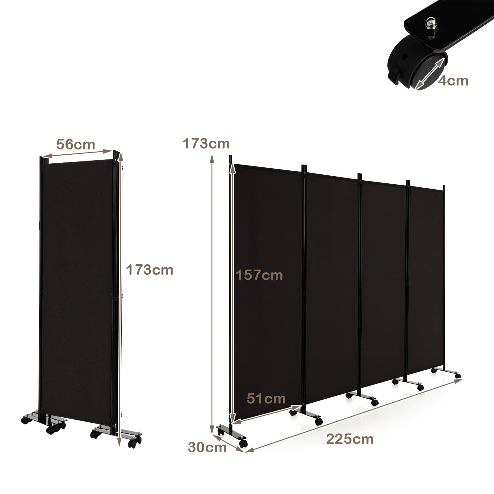 楽天市場】パーテーション 間仕切り キャスター付き 4連 幅225cm 高さ