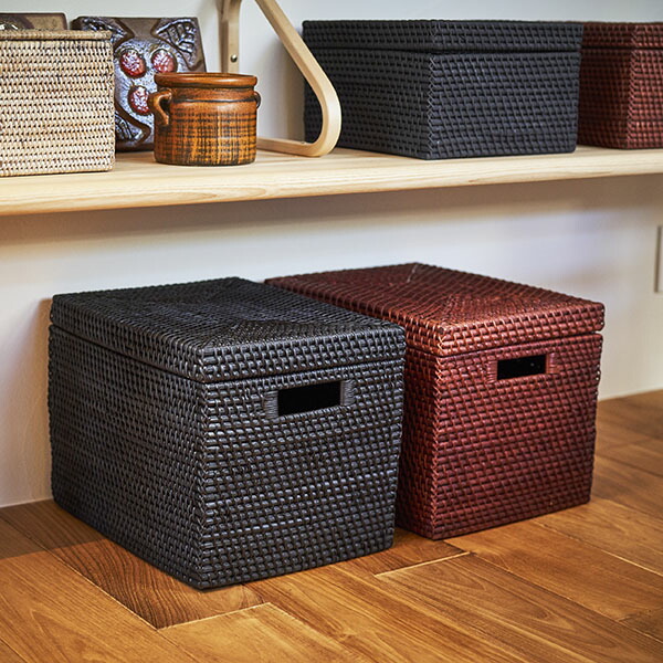 楽天市場】【在庫限り/ ポイント2倍】籐細工/ラタン 収納かご ふた付き