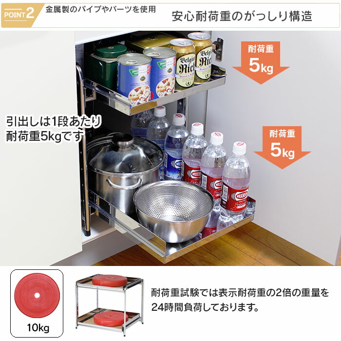 楽天市場】【11日10時まで500円OFF】 シンク下 収納 スライド ラック 2