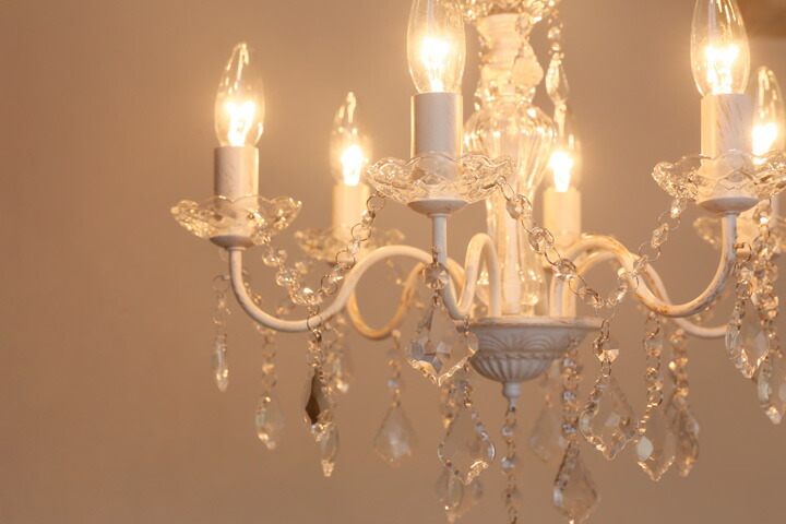 楽天市場】シャンデリア 【 Tiara / ホワイト 】 6灯 LED電球 フレンチ