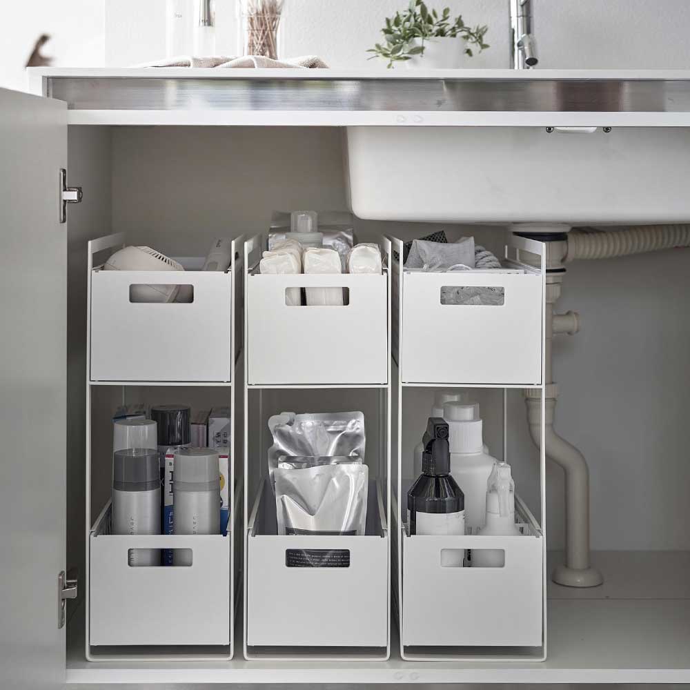 楽天市場】Tower（タワー）シンク下収納バスケット 2段 山崎実業 公式