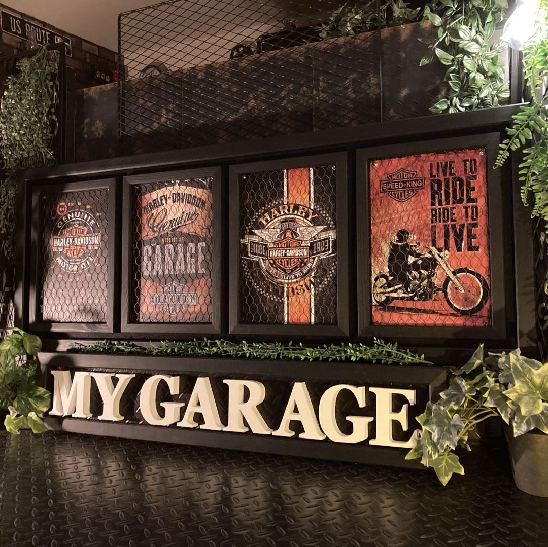 ハーレー ロゴシルエット 飾り棚 スチール製 インダストリアル