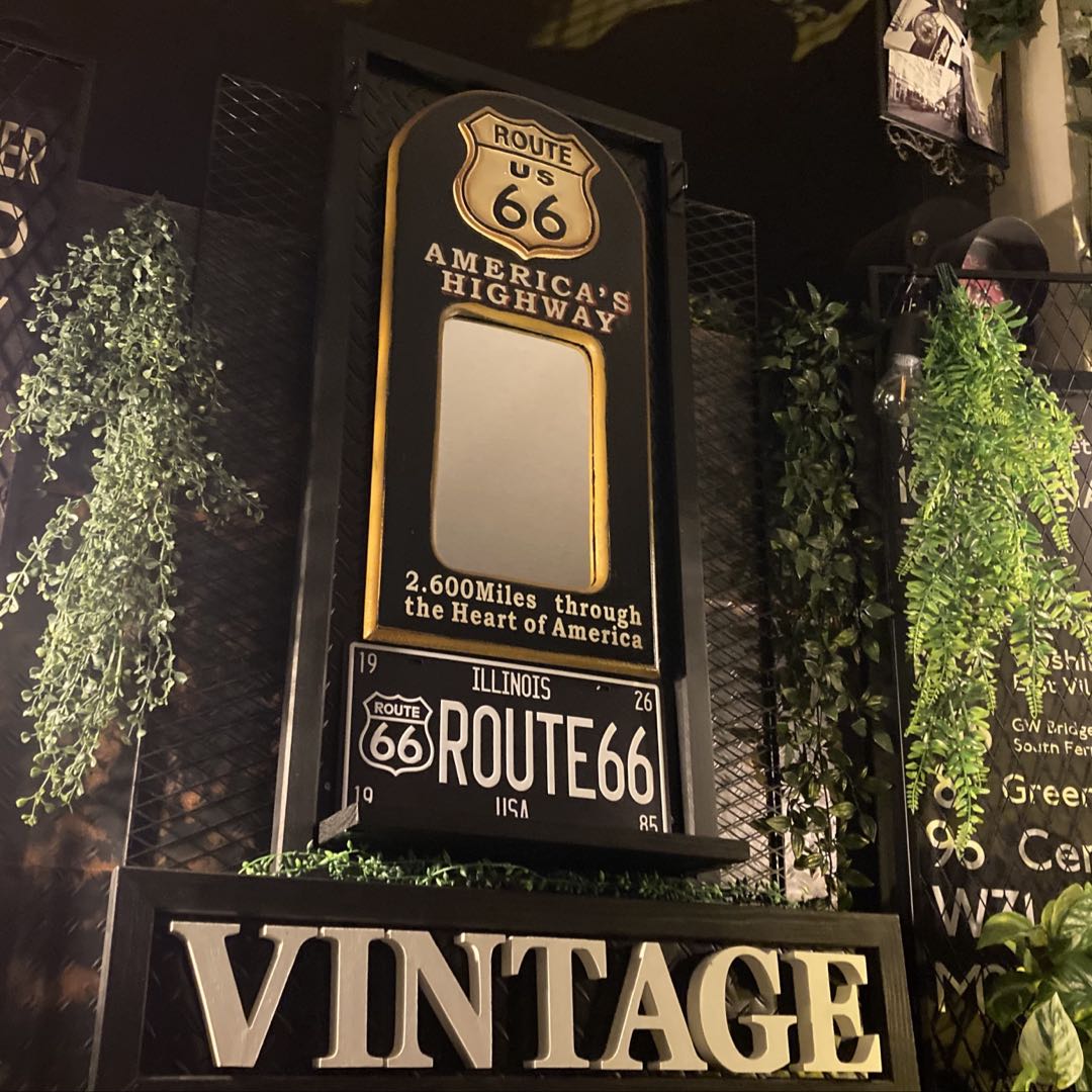 楽天市場】｢BLACK VINTAGE ROUTE66パブミラー｣大型アートパネル 男前
