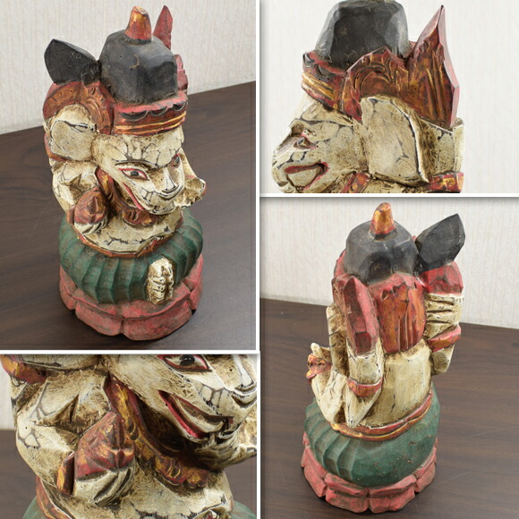 楽天市場】木彫りのガネーシャ 時代を経てきたアンティークの置物