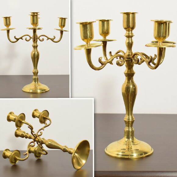 楽天市場】ゴールドブラス キャンドルスタンド5灯 Small キャンデラ