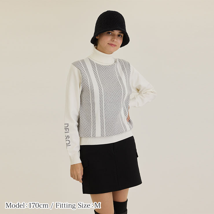 楽天市場】デルソルゴルフ ヘリンボーンタートルネックニット ゴルフ