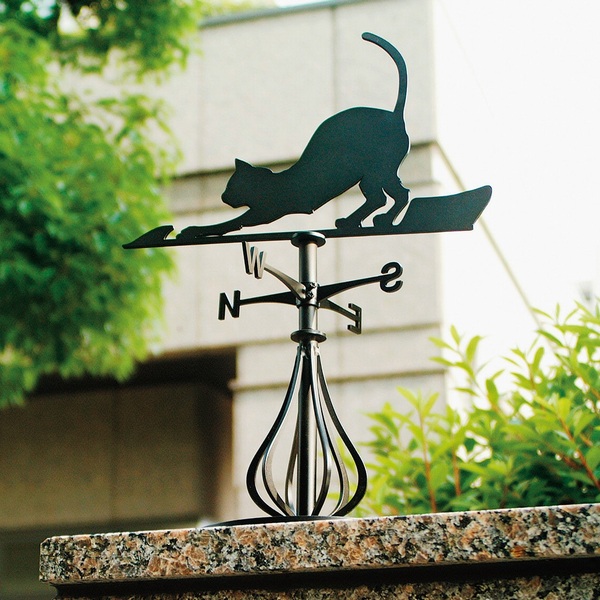 楽天市場】風見鶏 猫 ステンレス製 黒つや消し KZSS-猫1 （脚部Aタイプ