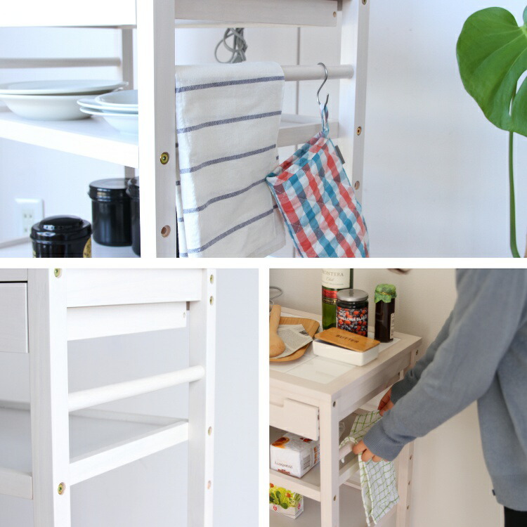 楽天市場】【レビュー特典付き】キッチンラック キッチンワゴン 白