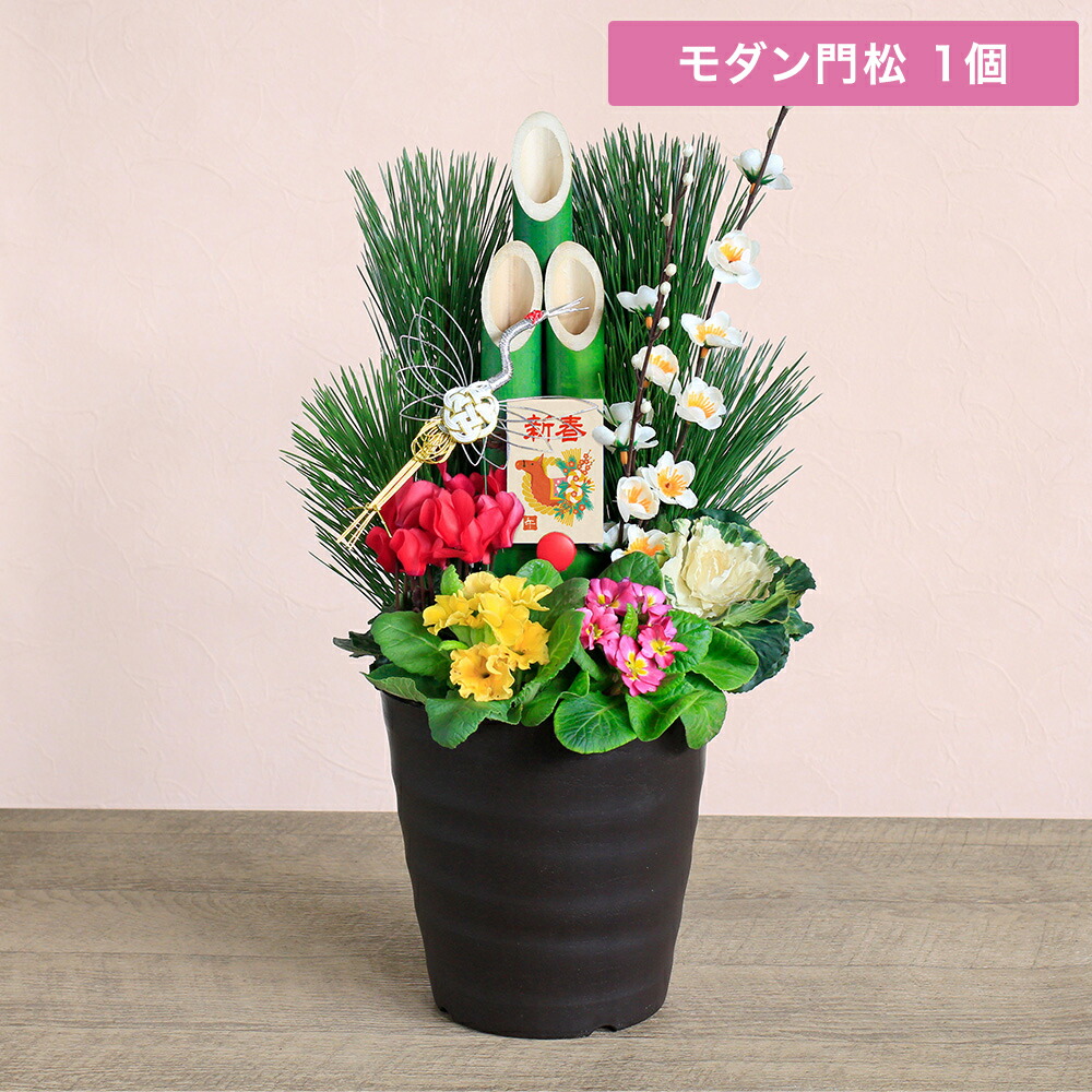 楽天市場】門松 花 寄せ植え 豪華 お正月 「モダン門松 1個＆2個