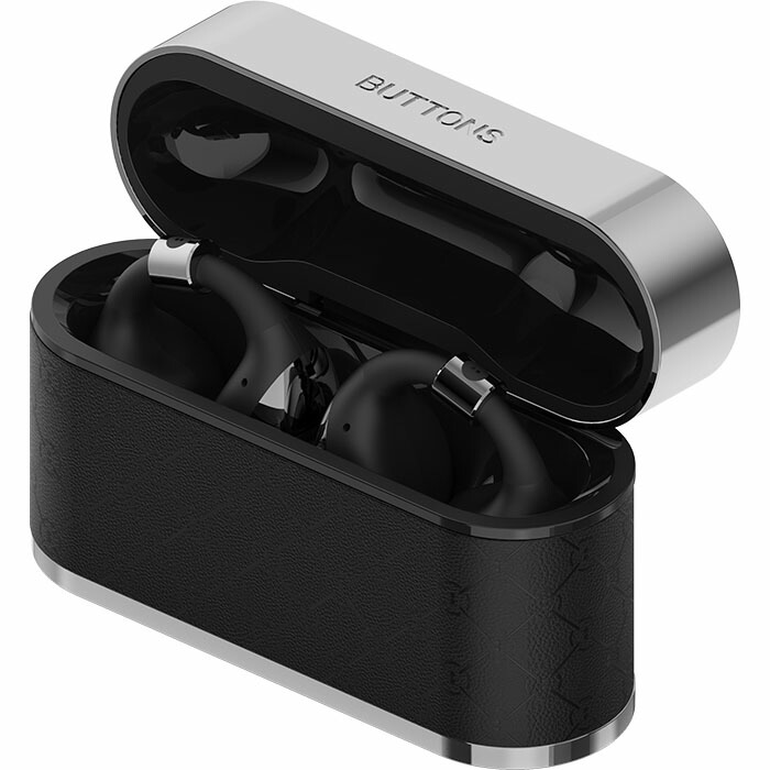 楽天市場】BUTTONS BUTTONS CLIP Silver Black ワイヤレスイヤホン