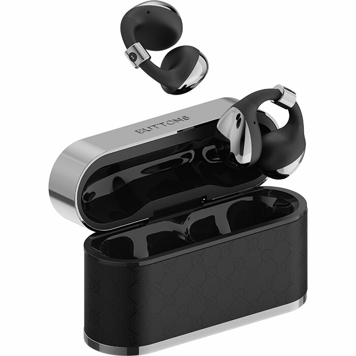 楽天市場】BUTTONS BUTTONS CLIP Silver Black ワイヤレスイヤホン