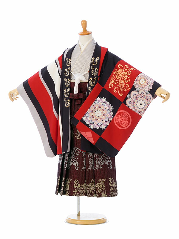 楽天市場】【レンタル】 七五三 5歳 フルセット 着物 袴 男の子 龍 赤