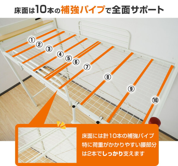 楽天市場】セミロフトベッド ベッド下115 棚付き コンセント付き 112