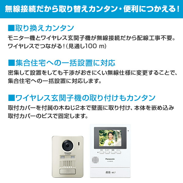 楽天市場】モニター壁掛け式 ワイヤレス テレビドアホン インターホン