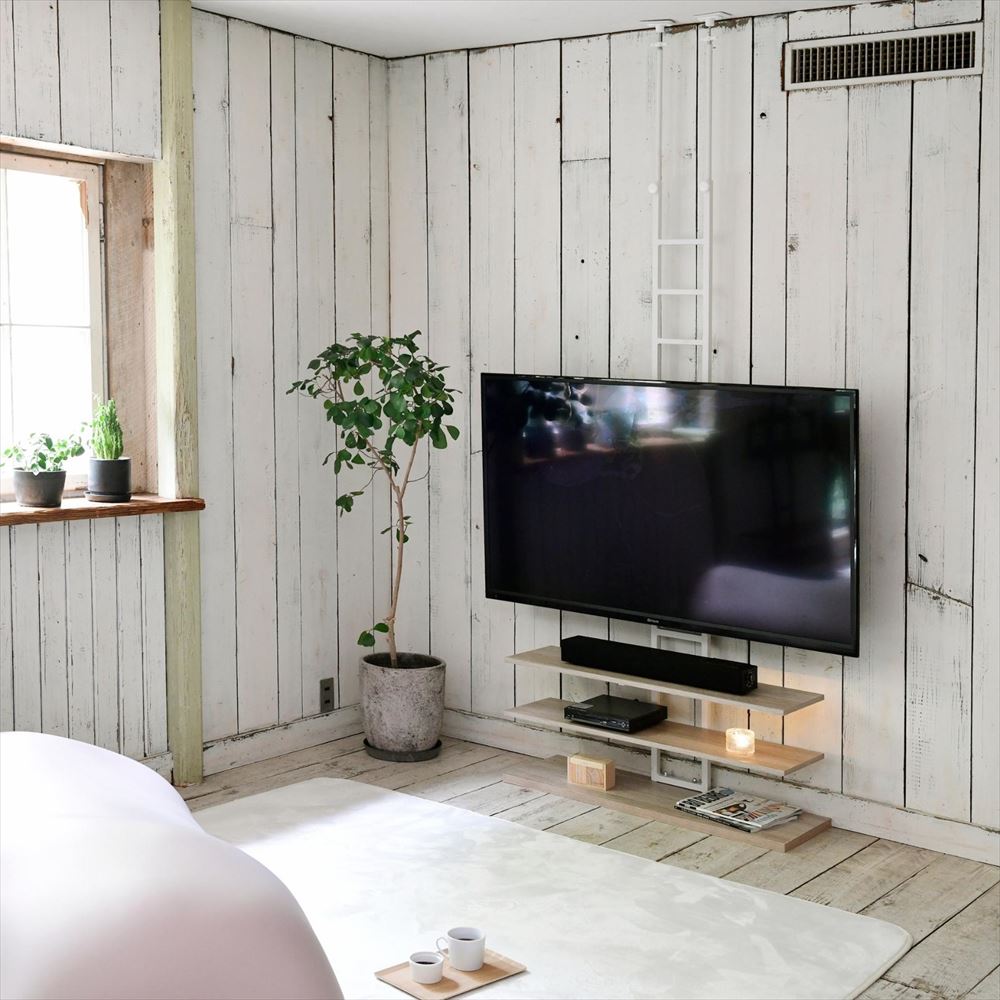 楽天市場】テレビ台 壁掛け風 突っ張り 壁寄せ 70型 対応 幅93 奥行30