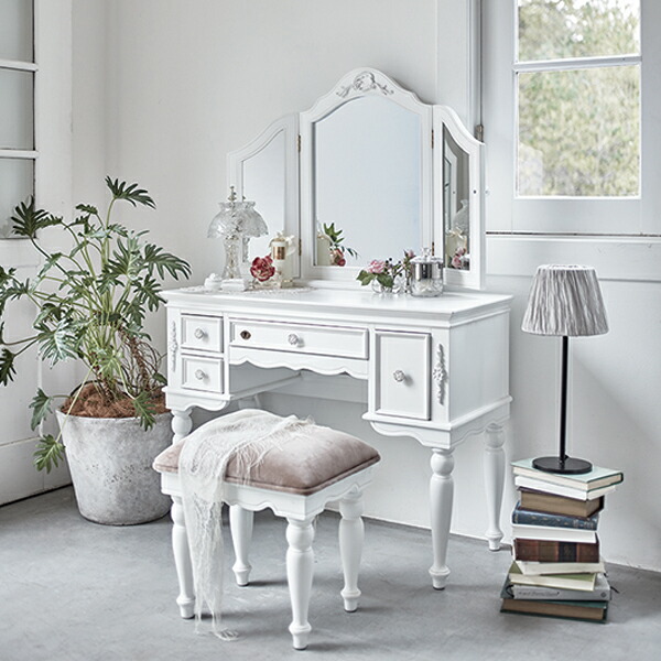 楽天市場】アンティーク家具 ホワイト ドレッサー 化粧台 鏡台 姫系