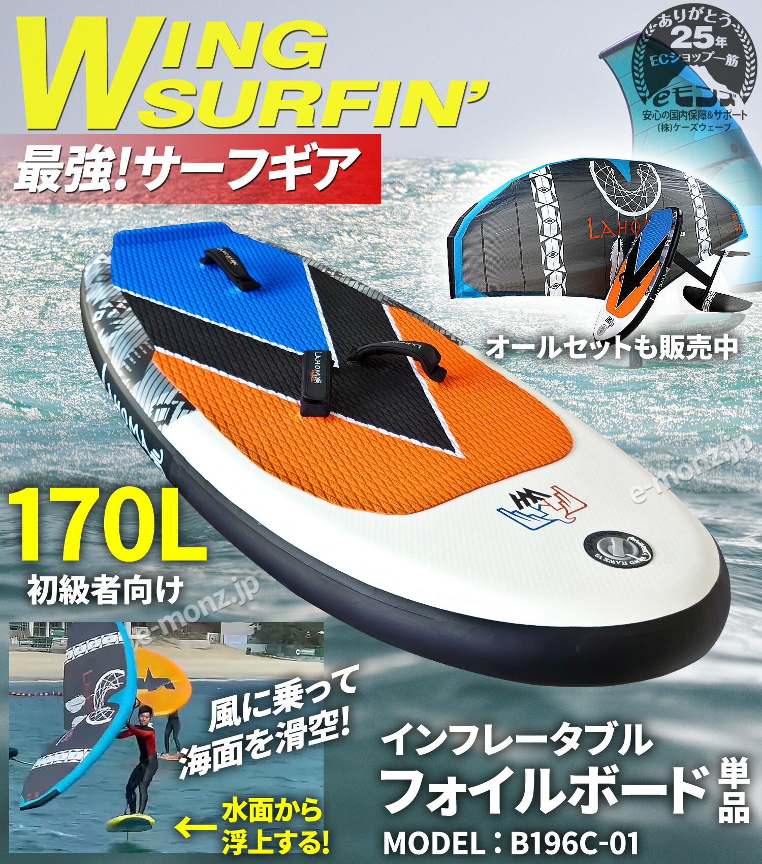 楽天市場】ウイングサーフィン用 フォイルボード 【 B196C-01 】 170L