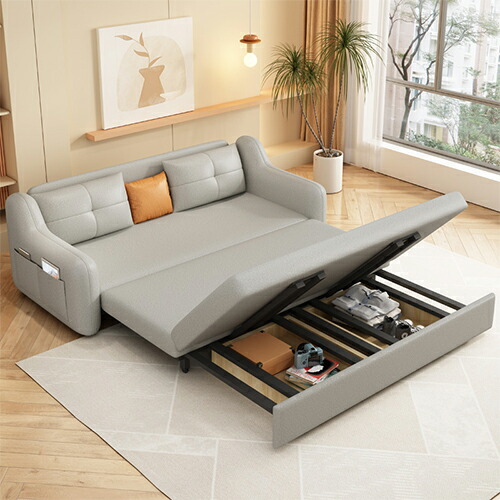 楽天市場】ソファベッド 合成革 幅128cm 二人掛け 伸縮 多機能