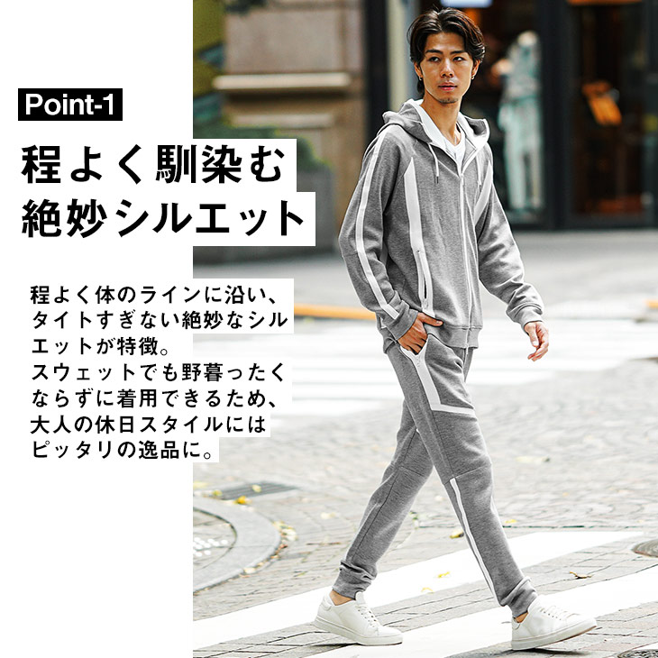 楽天市場】セットアップ メンズ 秋 ライン切替 フルジップ パーカー