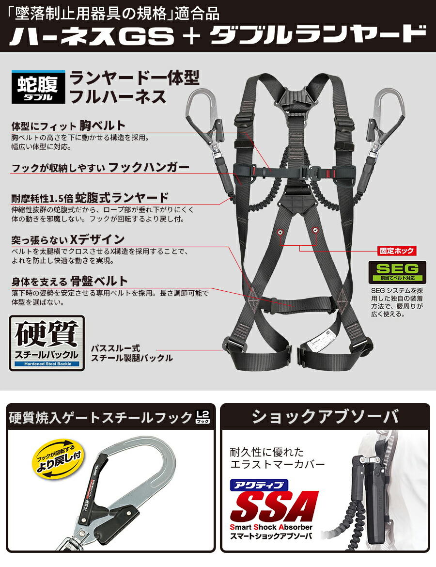 楽天市場】フルハーネス安全帯3点セット Sサイズ ランヤード一体型
